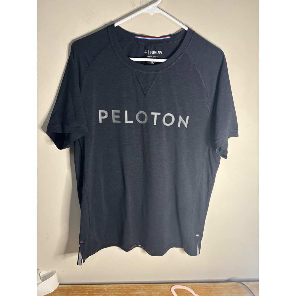 Fourlaps x Peloton Mens Black Reflective Logo‎ Athletic Training T-Shirt Large